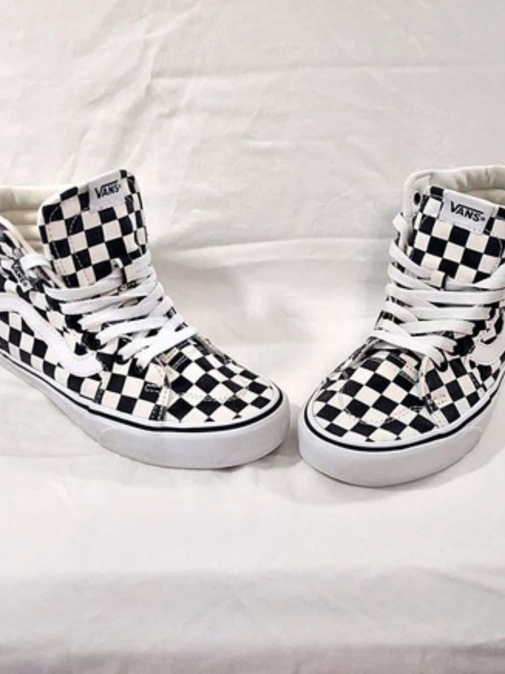 Vans Sk8-Hi Checkered High-Top Sneakers Black & White US 7.5